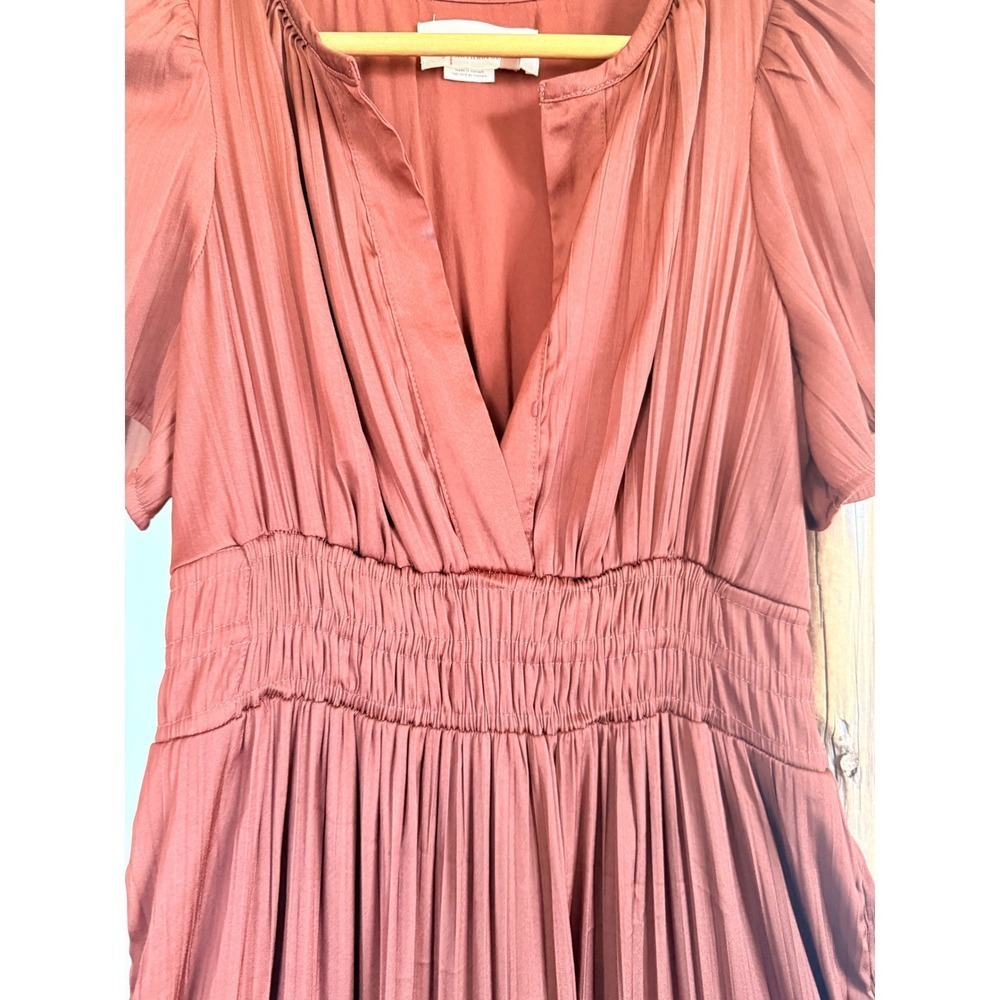 Anthropologie The Somerset Maxi Dress Rust Brown Tiered Short Sleeve  Women's XS - Picture 4 of 5